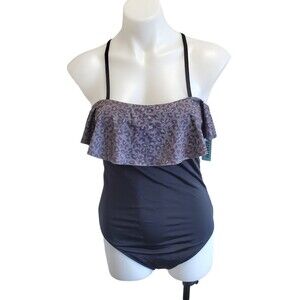 BeachBaby The Bondi Flap Bandeau One Piece Leopard and Lava Rock Sz Large